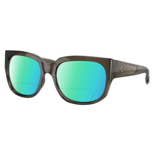 Costa Del Mar Waterwoman Cat Eye Polarized Bifocal Sunglasses Taupe Crystal 55mm Green Mirror