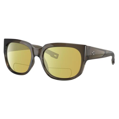 Costa Del Mar Waterwoman Cat Eye Polarized Bifocal Sunglasses Taupe Crystal 55mm Yellow