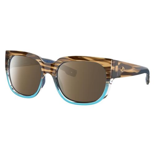 Costa Del Mar Waterwoman Cateye Polarized Sunglass Wahoo Brown Blue Crystal 55mm Amber Brown Polar