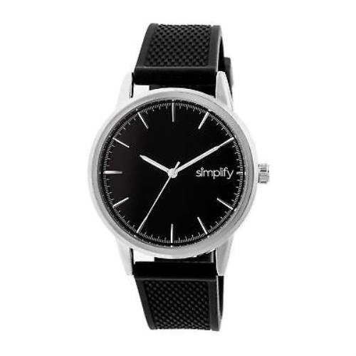 Simplify 5200 Men`s Minimalist Black Silicone Band Silver Quartz Watch SIM5202