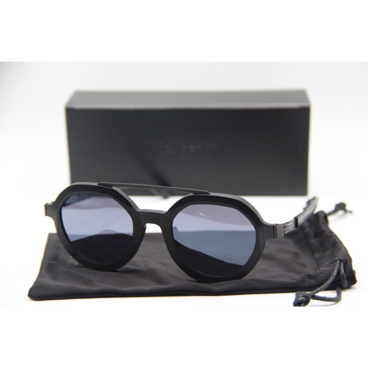 IC Berlin Edison Ecoblack Black Sunglasses W/case 47-23