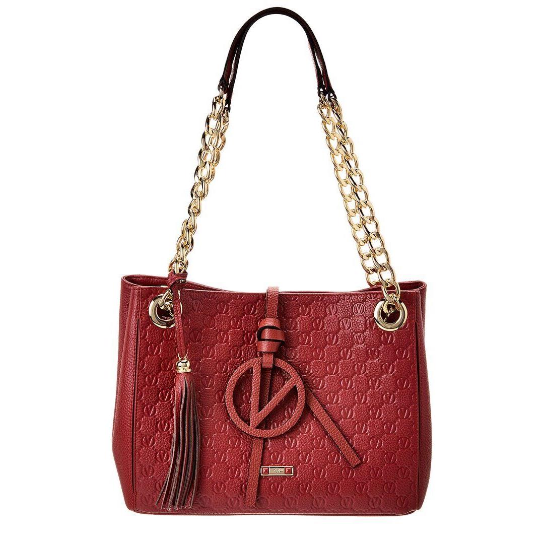 Valentino By Mario Valentino Luisa Medallion Leather Shoulder Bag Women`s Red