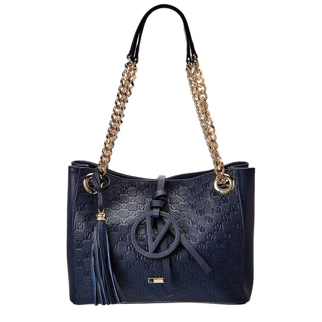 Valentino By Mario Valentino Luisa Medallion Leather Shoulder Bag Women`s Blue