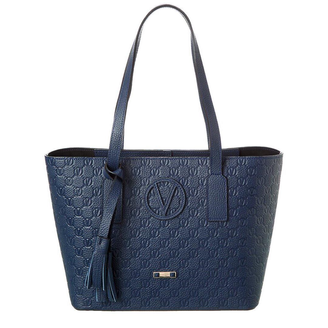 Valentino By Mario Valentino Prince Medallion Leather Tote Women`s Blue