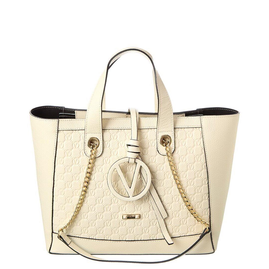 Valentino By Mario Valentino Sophie Medallion Leather Tote Women`s White