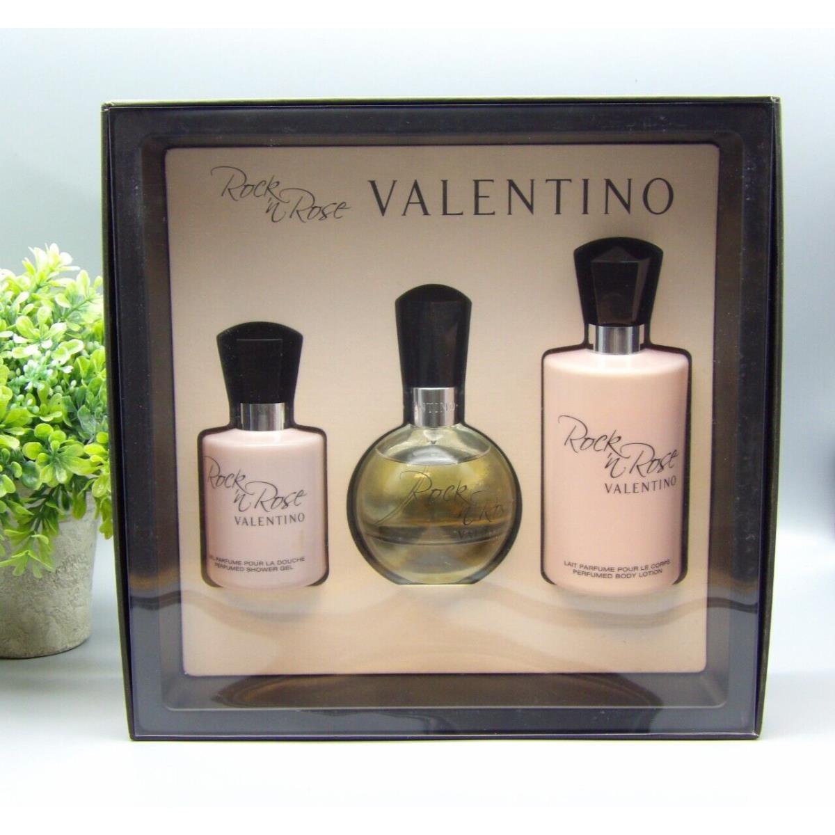 Valentino Rock `N Rose 3 Pc Gift Set Eau De Parfum Spray 1.6 Oz/ Body Lotion 6.7