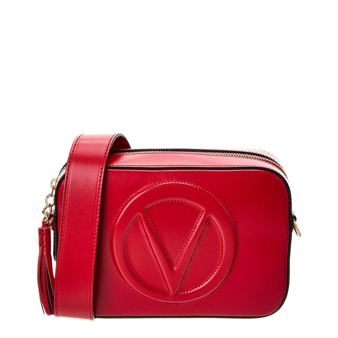 Valentino By Mario Valentino Babette Broderie Leather Crossbody Women`s Red