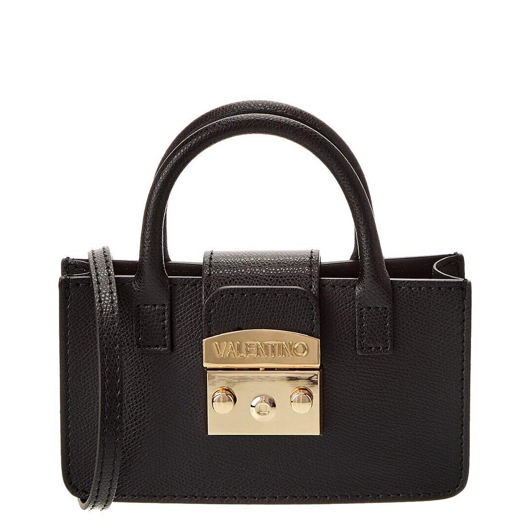 Valentino By Mario Valentino Poppy Bonbonniere Leather Crossbody Women`s Black