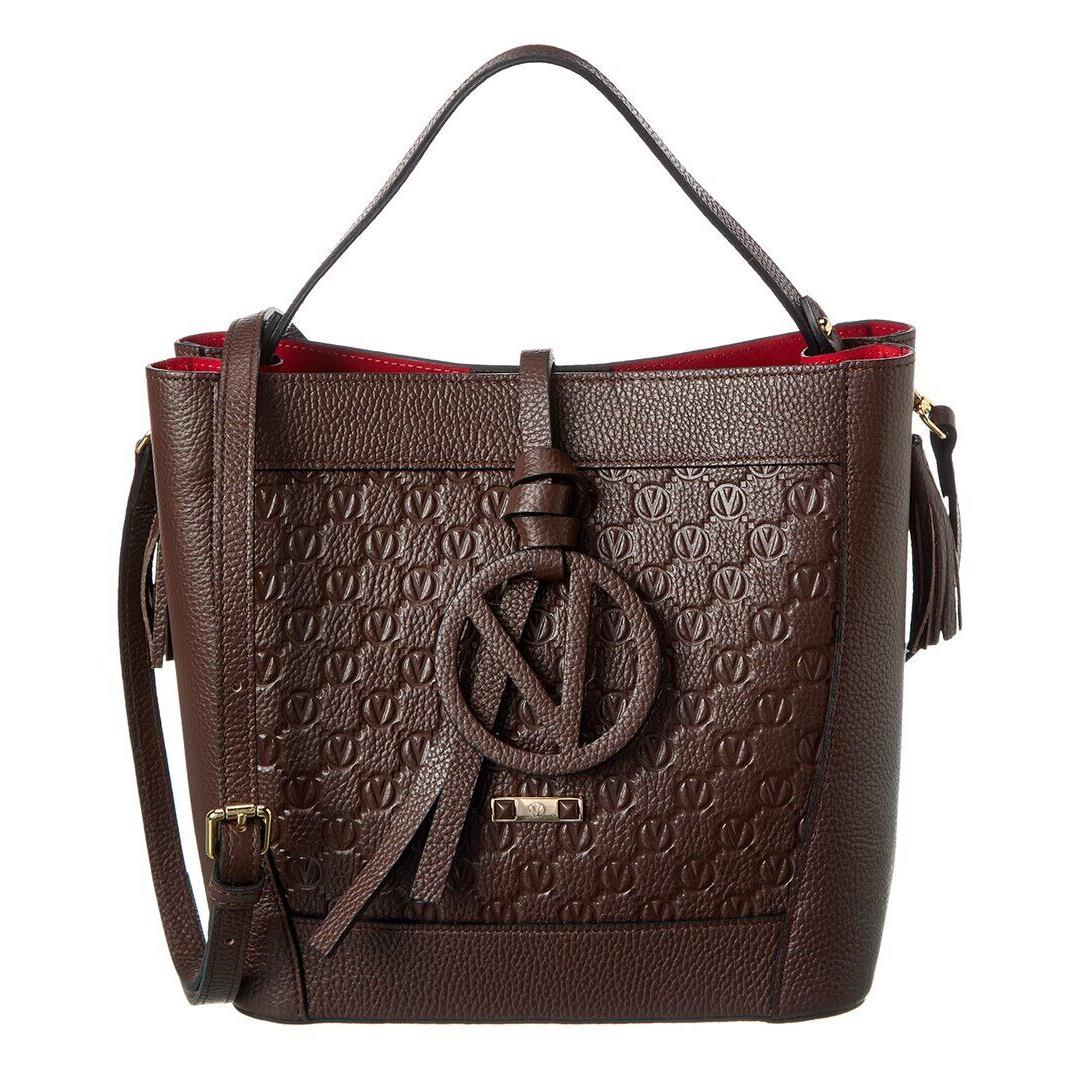 Valentino By Mario Valentino Callie Medallion Leather Shoulder Bag Women`s Brown