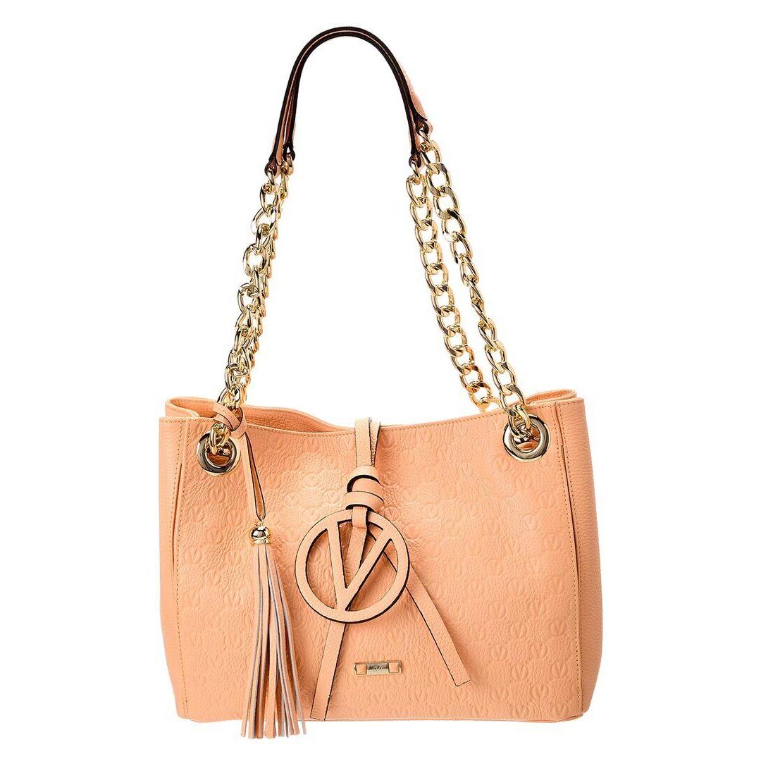 Valentino By Mario Valentino Luisa Medallion Leather Shoulder Bag Women`s Pink - Exterior: Pink