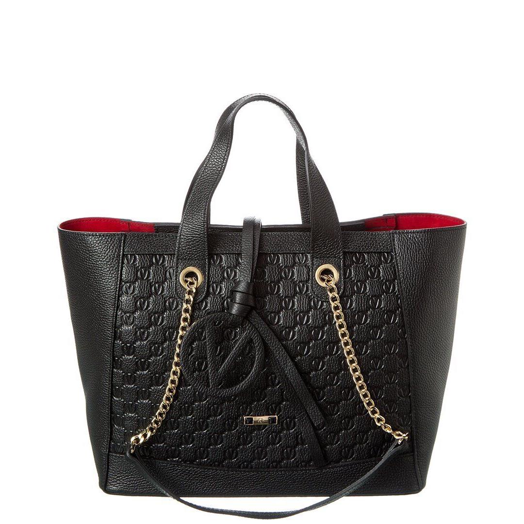 Valentino By Mario Valentino Sophie Medallion Leather Tote Women`s Black