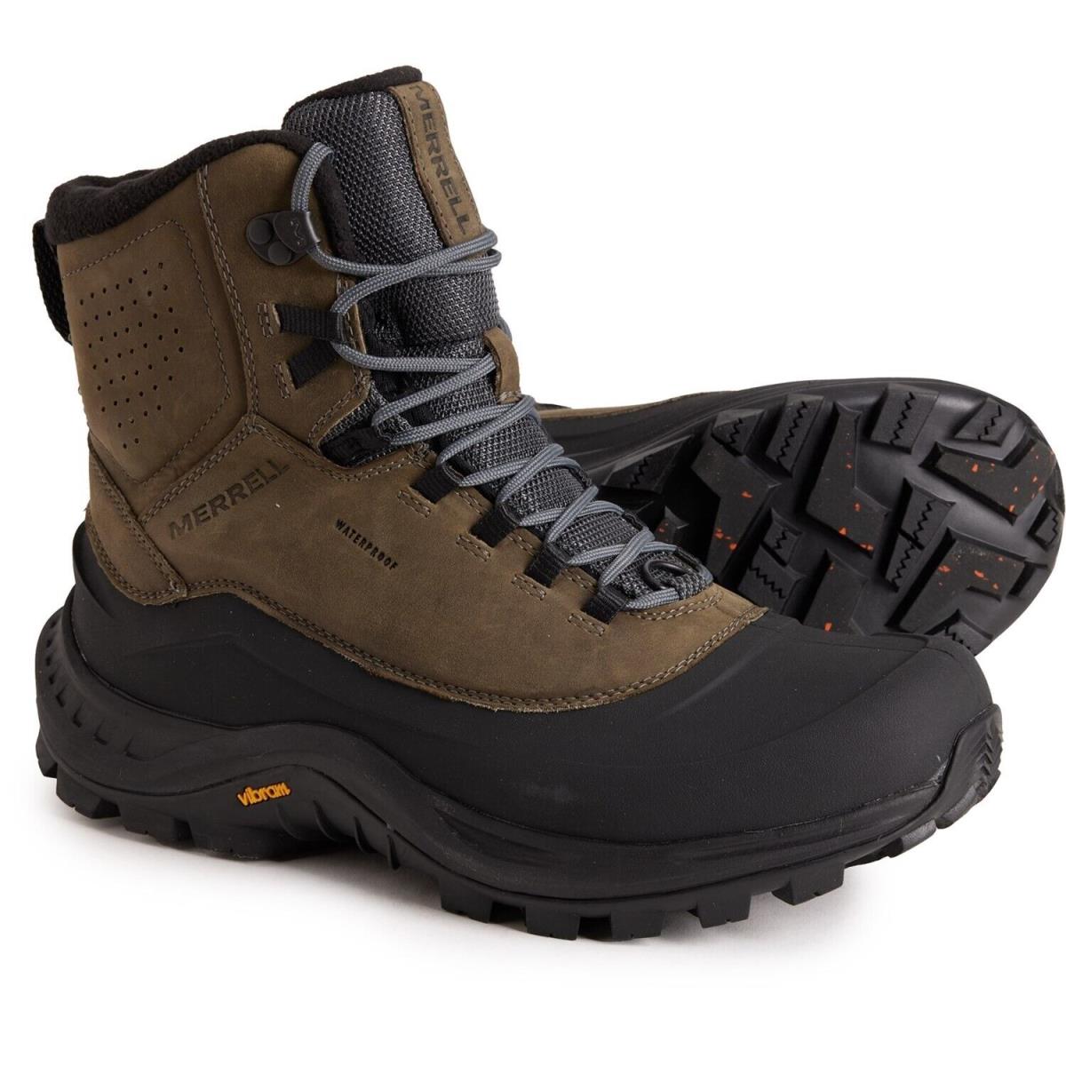 Merrell Men`s Thermo Overlook 2 Mid Waterproof Hiking Winter Boots Leather - Gray