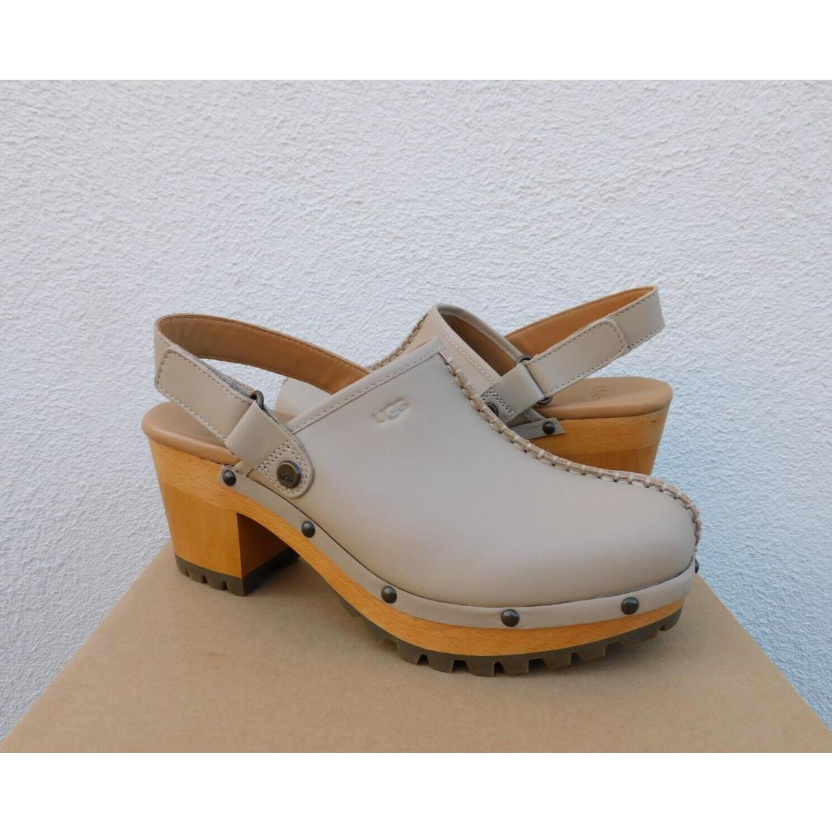 Ugg Lanni Tan Leather/ Wool 3 Clogs Heels Women US 8/ Eur 39