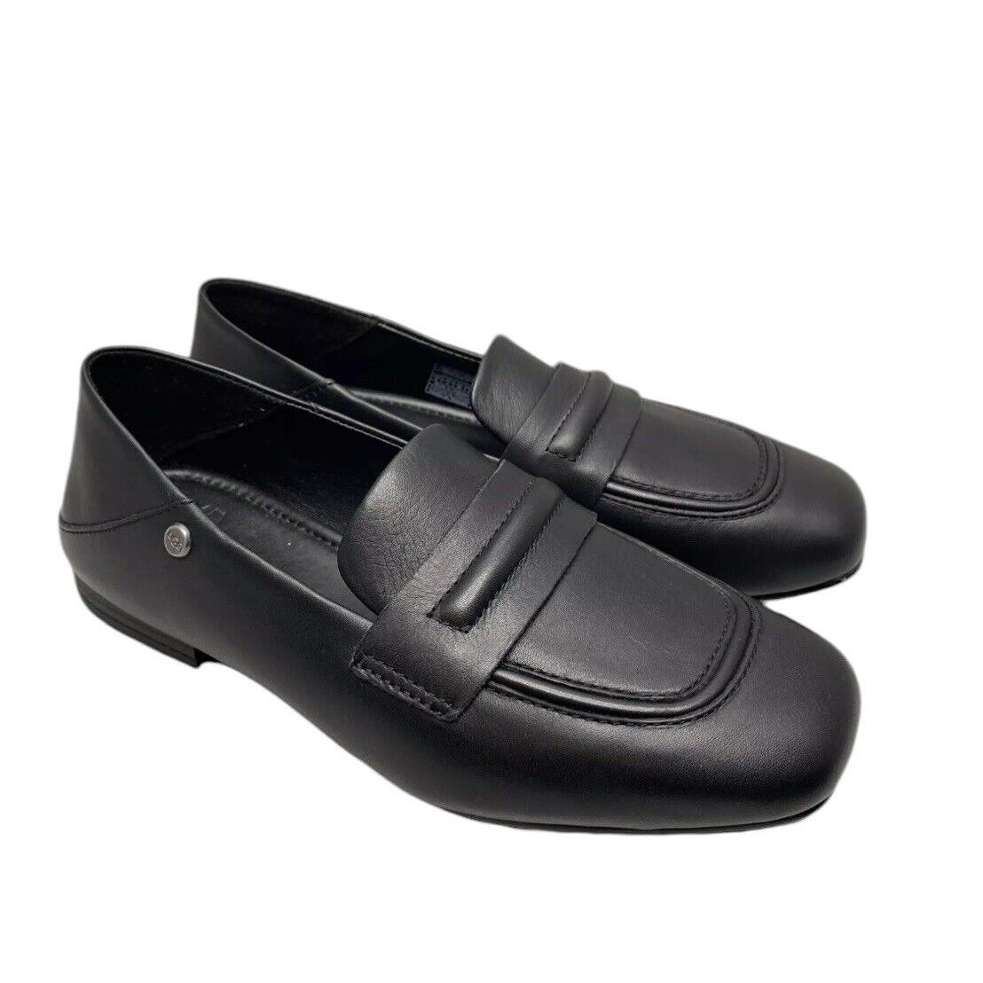Ugg Janaya Women s Black Leather Loafers Collapsible Heel Slip On Shoes Size 8