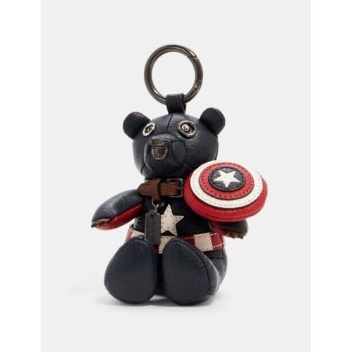 Coach Marvel Captain America Bear Leather Bag Charm Keychain Fob 2752