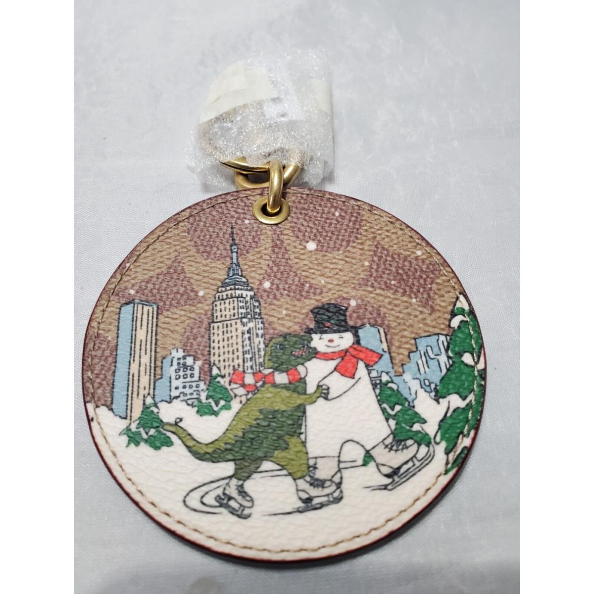 Coach Holiday Bag Charm IN Signature Canvas with Rexy and Snowman CY297