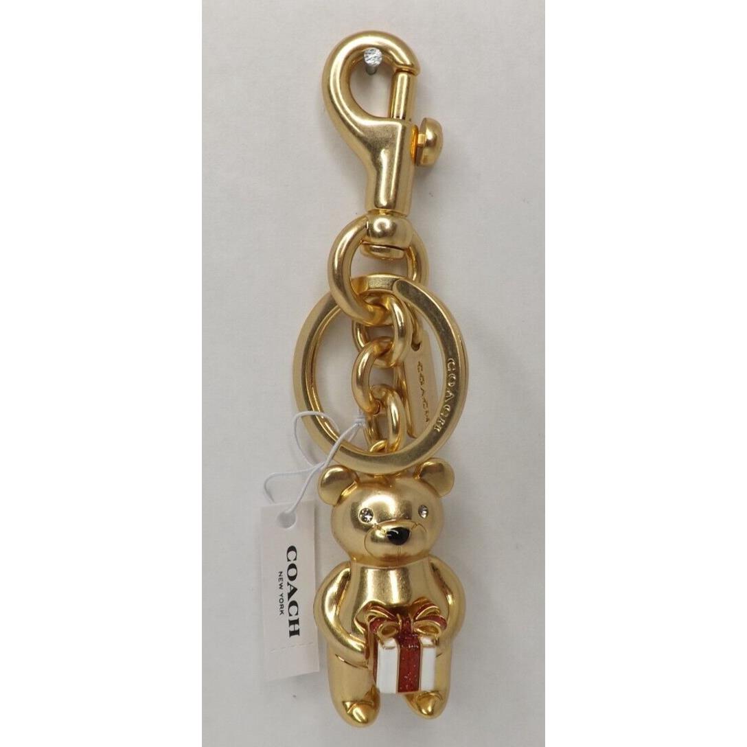 Coach Gifting Bear Bag Charm Gold Metal and Enamel C1682