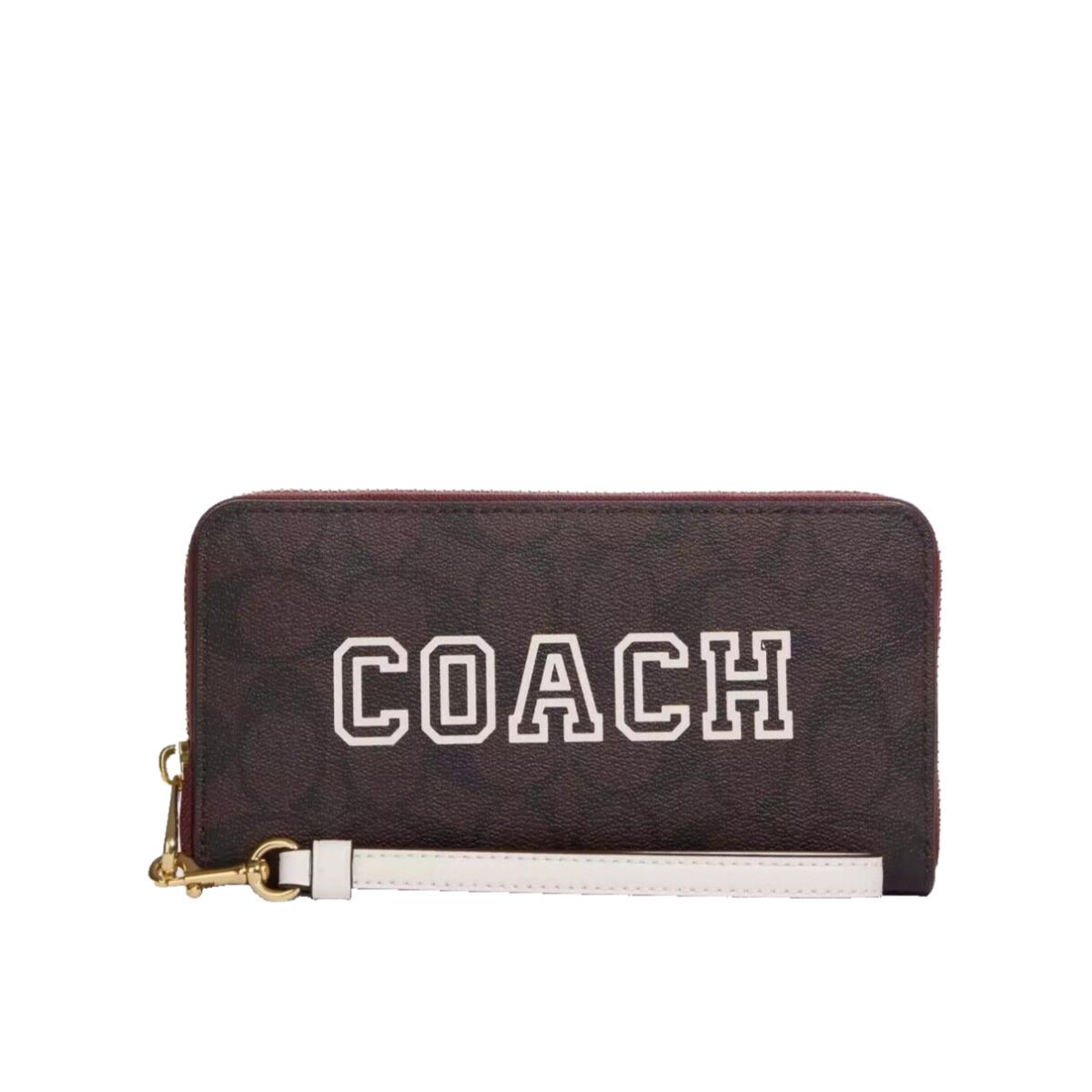 Coach Long Zip Around Continental Wallet In Signature Canvas Chalk Multi CB856