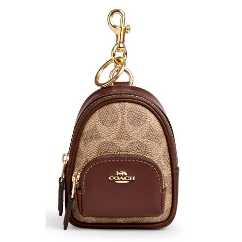 Coach Mini Court Backpack Keychain Bag Charm - CX066 Brown Canvas/leather