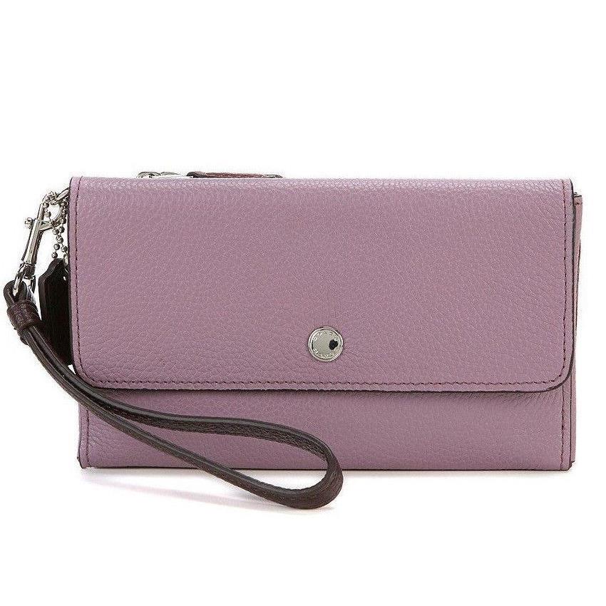 Coach Triple Leather Wristlet Colorblock Jasmine Multi / Silver Hardware