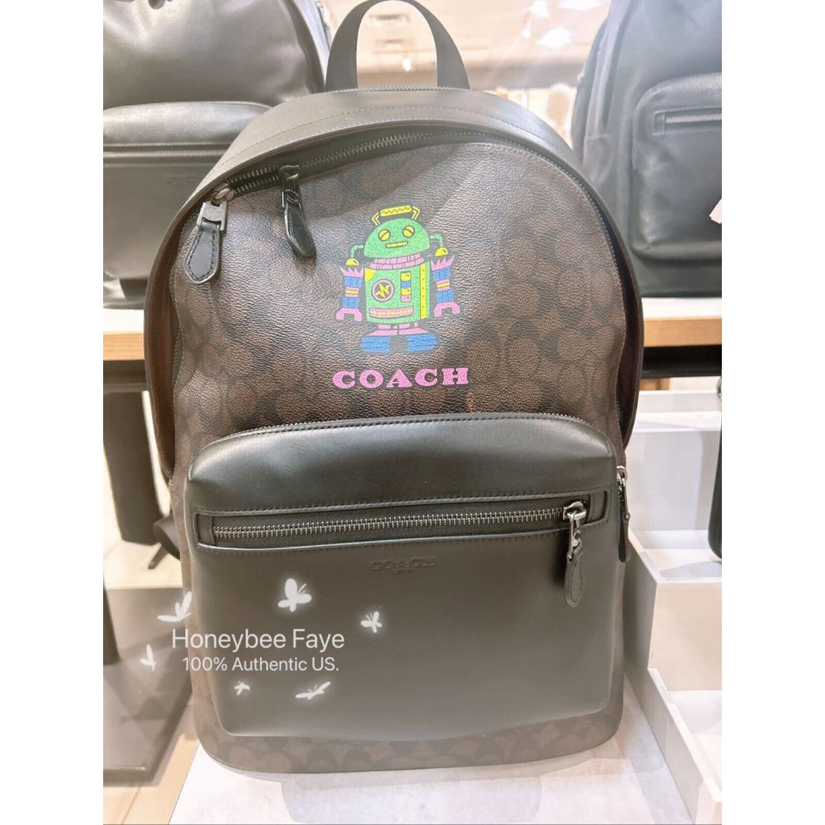 Men`s Cosmic Coach West Backpack In Signature Canvas with Robot Print CW326