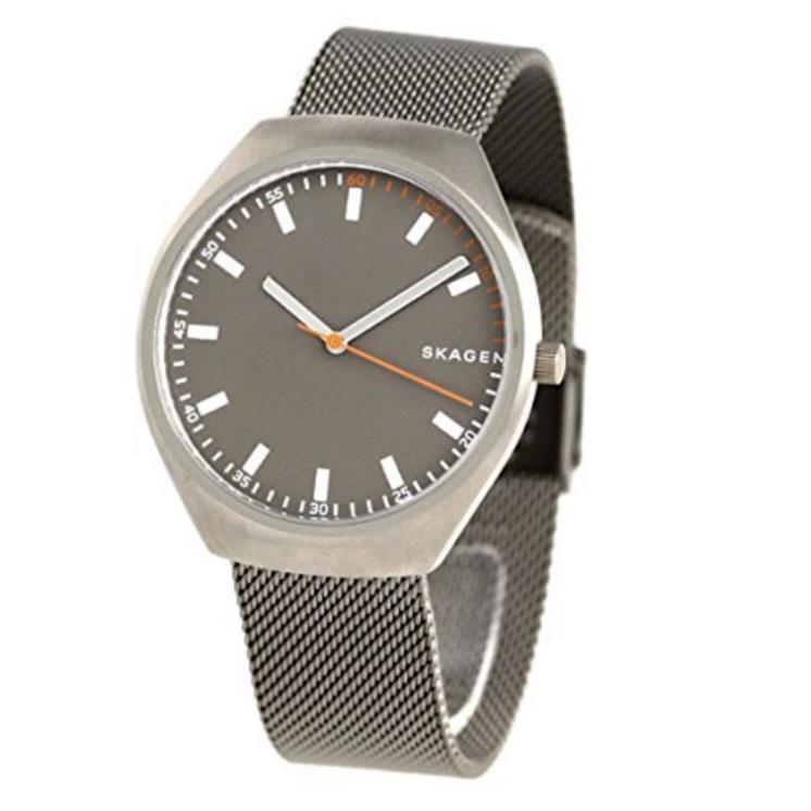 Skagen Denmark Grenen Titanium Men`s Gun Watch Mesh Strap Gray Dial 40mm SKW6387