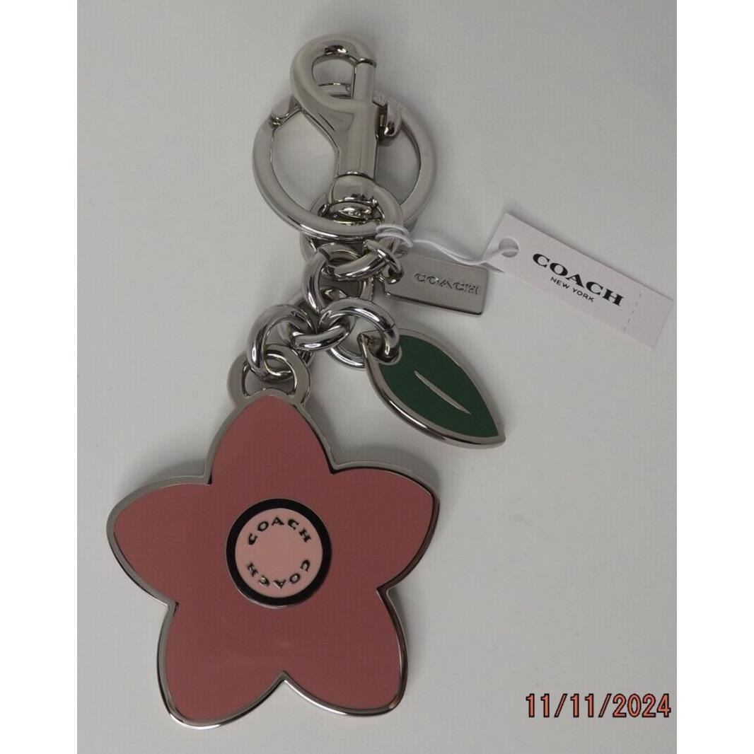 Coach 91481 Flat Wildflower Bag Charm Key Chain Rose Pink