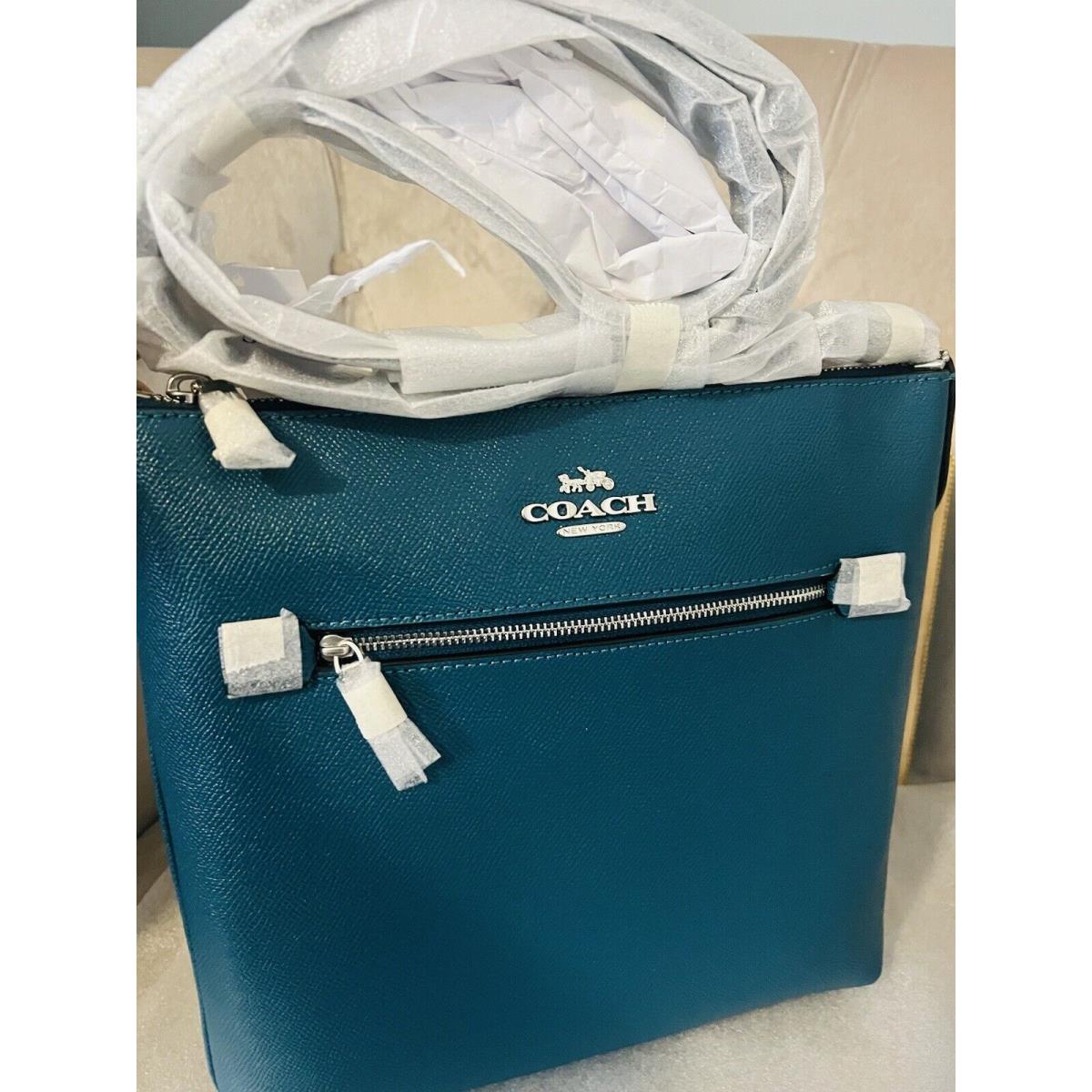 COACH Rowan File Crossbody Bag in Deep Turquoise Blue deals