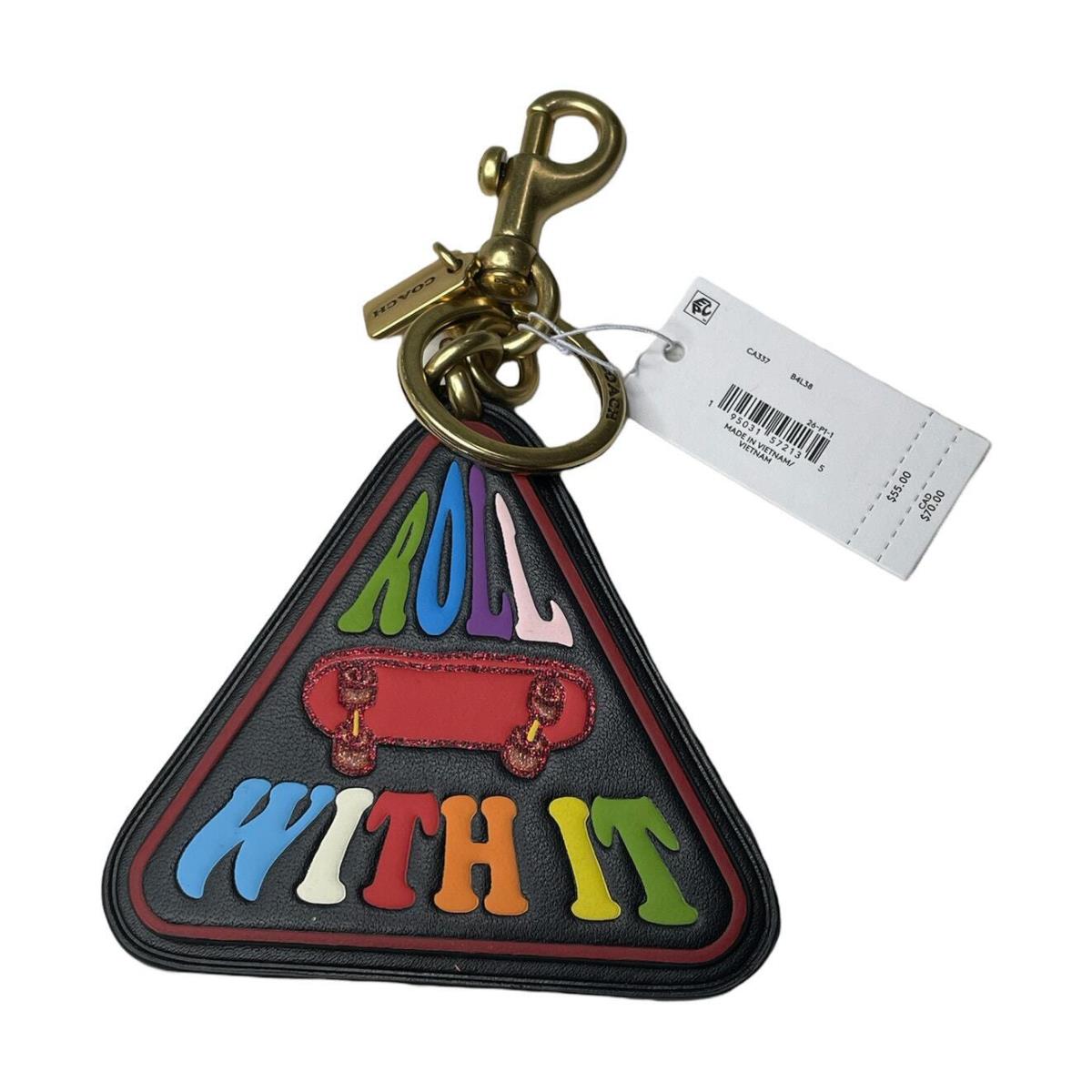 Coach Pride Roll with It Bag Charm in Rainbow Signature Canvas Leather