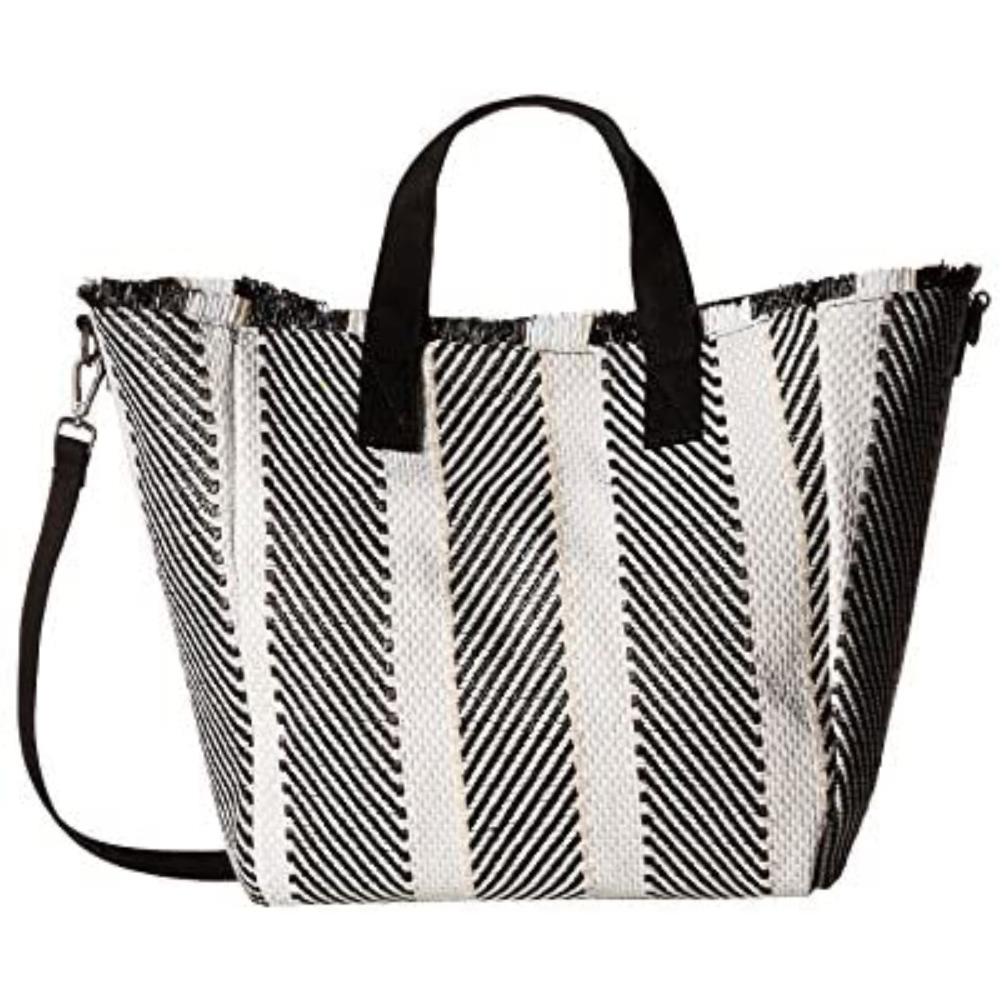 Steve Madden V2203 Black Rumi Woven Tote Handbag