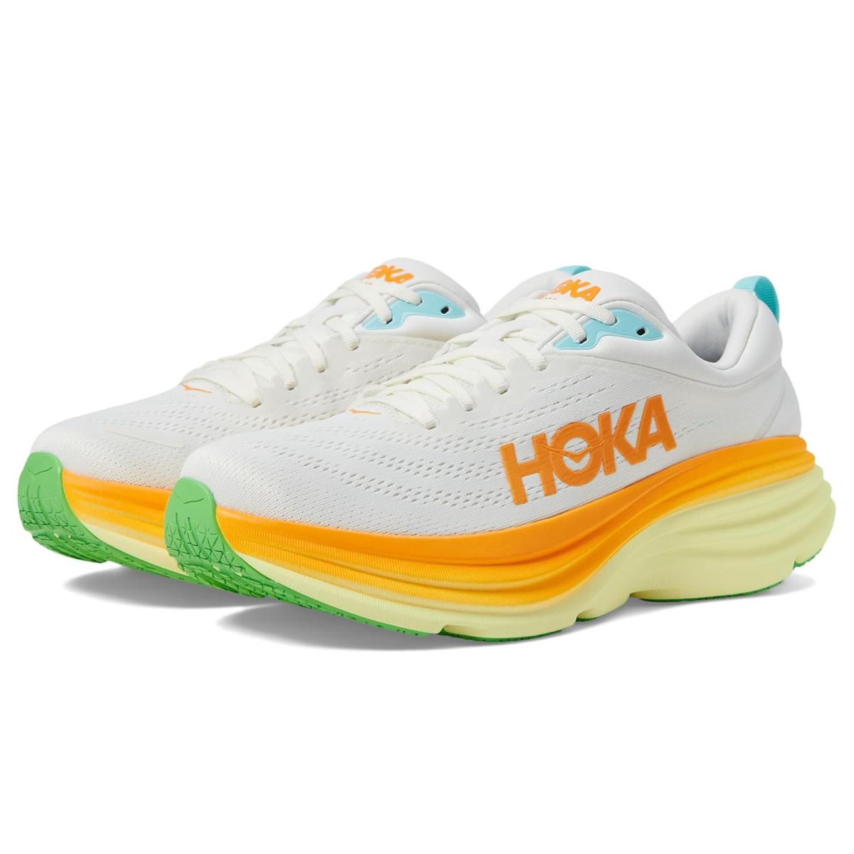 Man`s Sneakers Athletic Shoes Hoka Bondi 8 Blanc De Blanc/Solar Flare