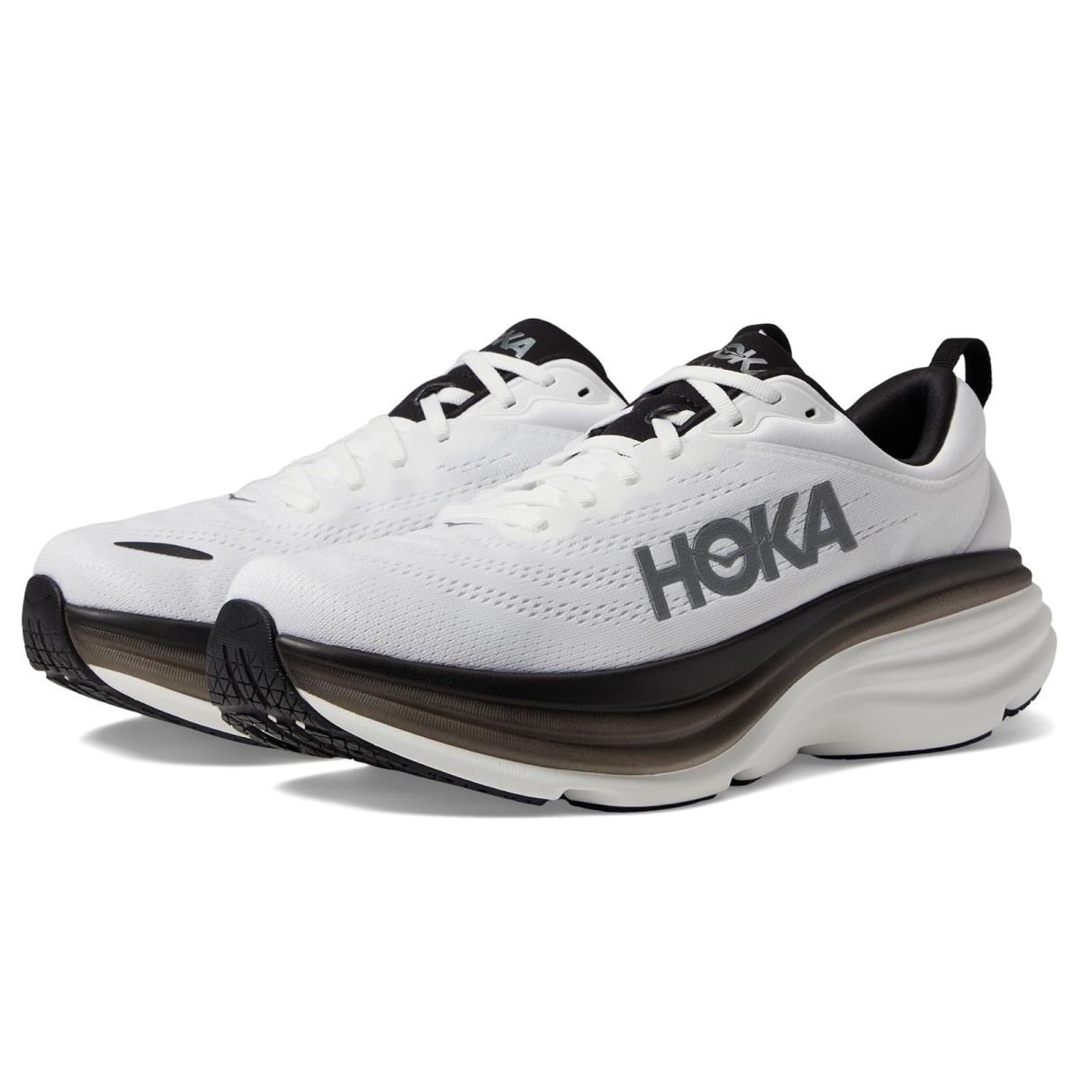 Man`s Sneakers Athletic Shoes Hoka Bondi 8 White/Black