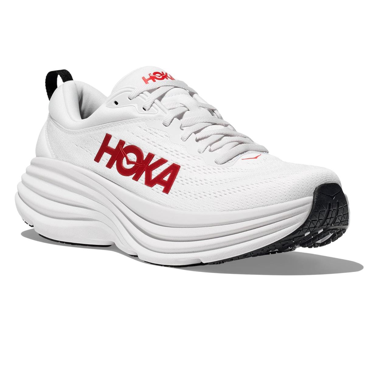 Man`s Sneakers Athletic Shoes Hoka Bondi 8 White/Vermillion