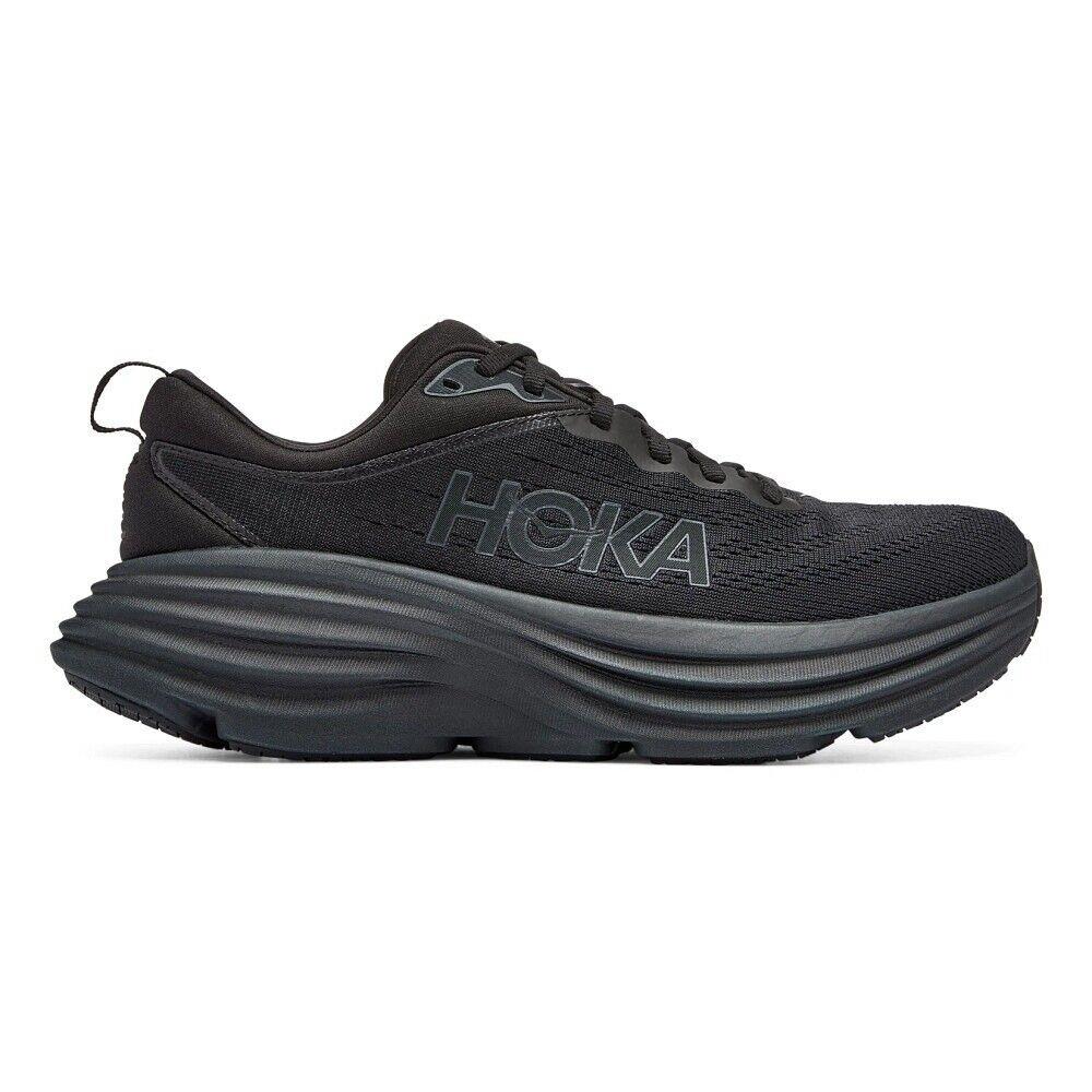 Women`s Hoka Bondi 8 Black Black Various Wide Sizes