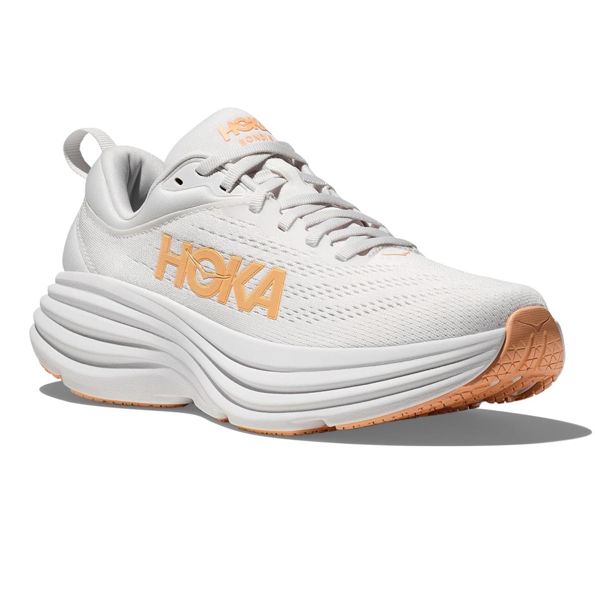 Woman`s Sneakers Athletic Shoes Hoka Bondi 8 White/Cantaloupe