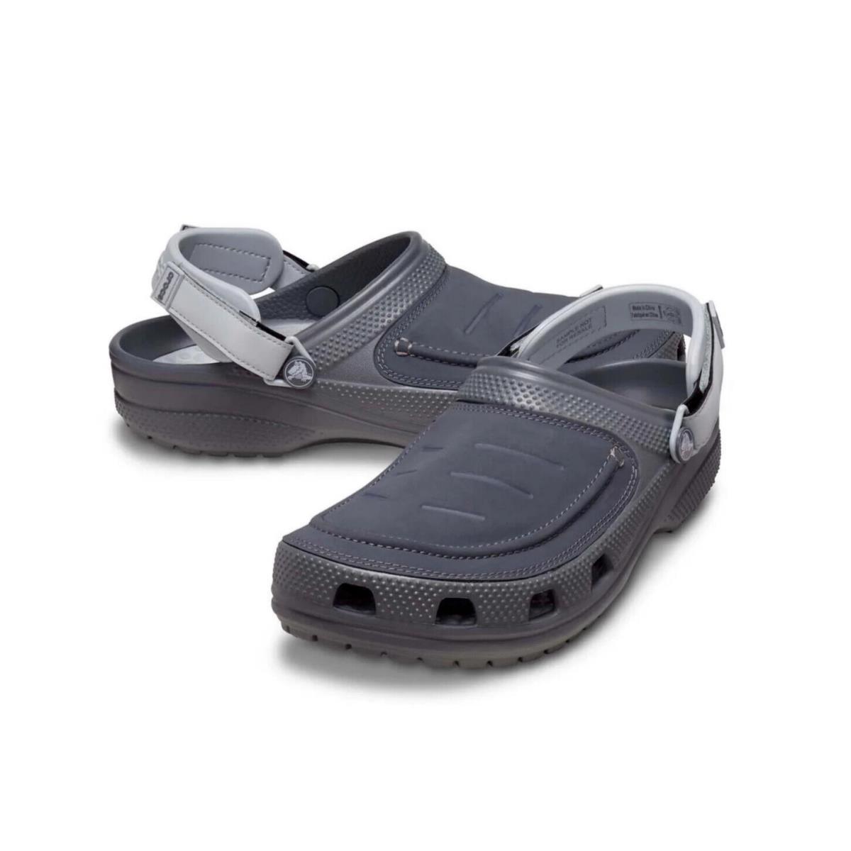 Crocs Men`s Classic Yukon Vista II Clog Sandal Vegan Leather Slate Gray Size 12