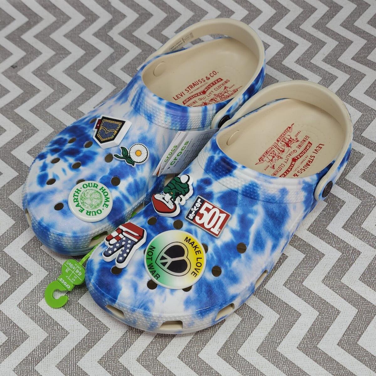 Levi`s x Crocs Classic Clog Men`s Size 11 Limited Edition Jibbitz 501 Blue