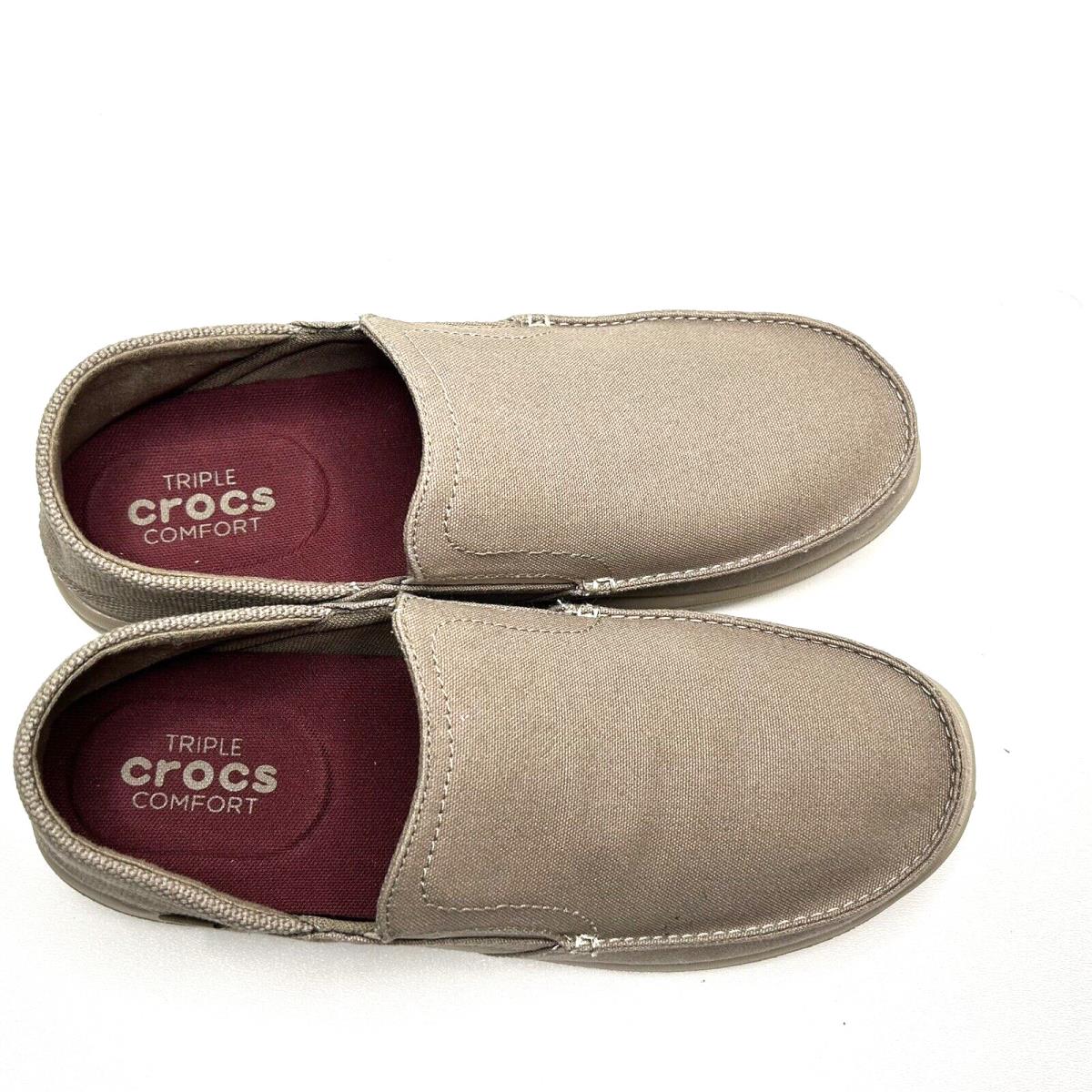 Comfort Crocs Santa Cruz Convertible Slip On Khaki/cobblestone Size 9