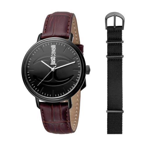 Wristwatch + Watchband Just Cavalli Cfc JC1G012L0045 Leather Brown+ Fabric Black
