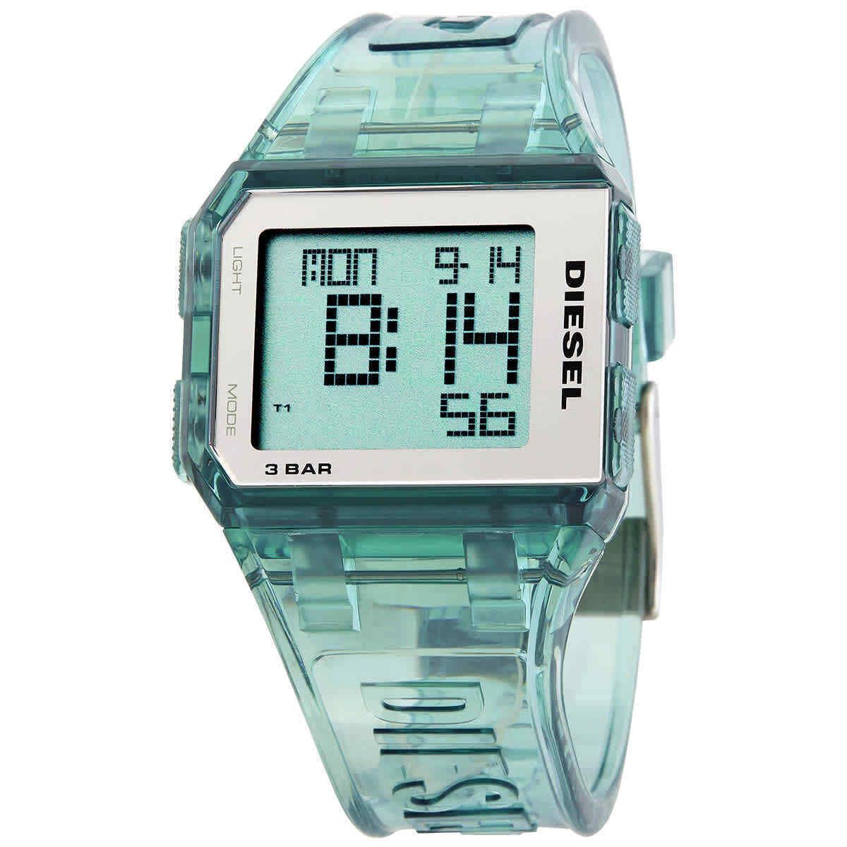 Diesel Chopped Digital Mint Transparent Ladies Watch DZ1921