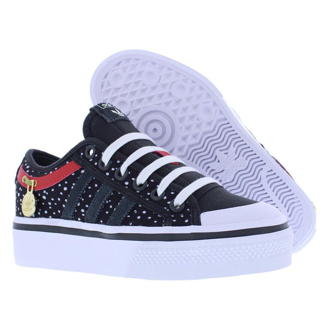 Adidas Nizza Platform GS Girls Shoes - Black/White/Red, Main: Black