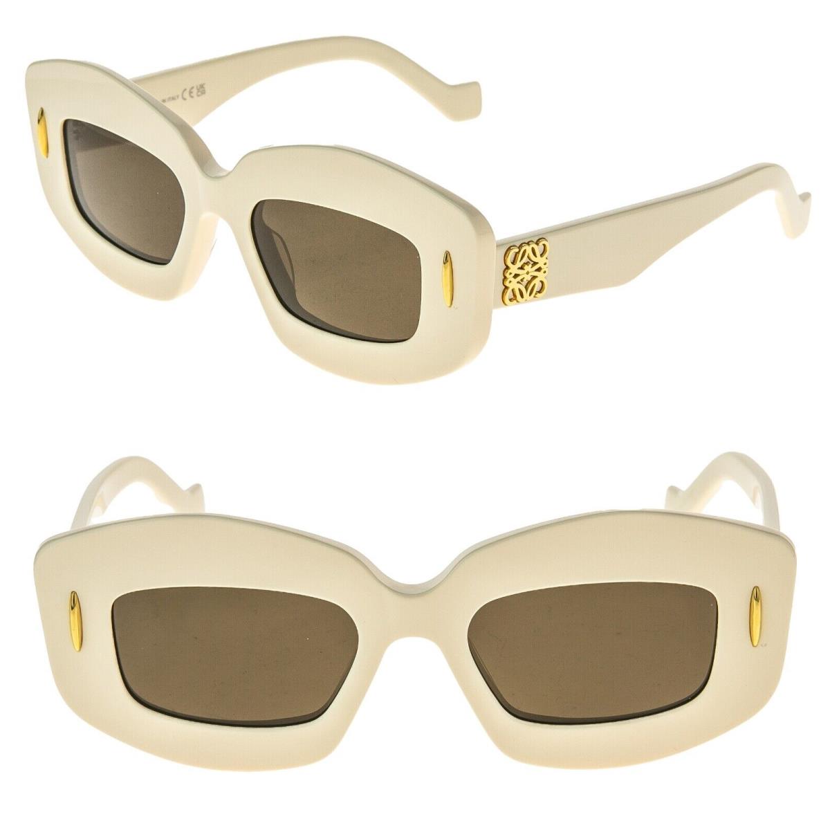 Loewe Screen Chunky Anagram LW40114I Ivory Brown 40114 Geometric Sunglasses