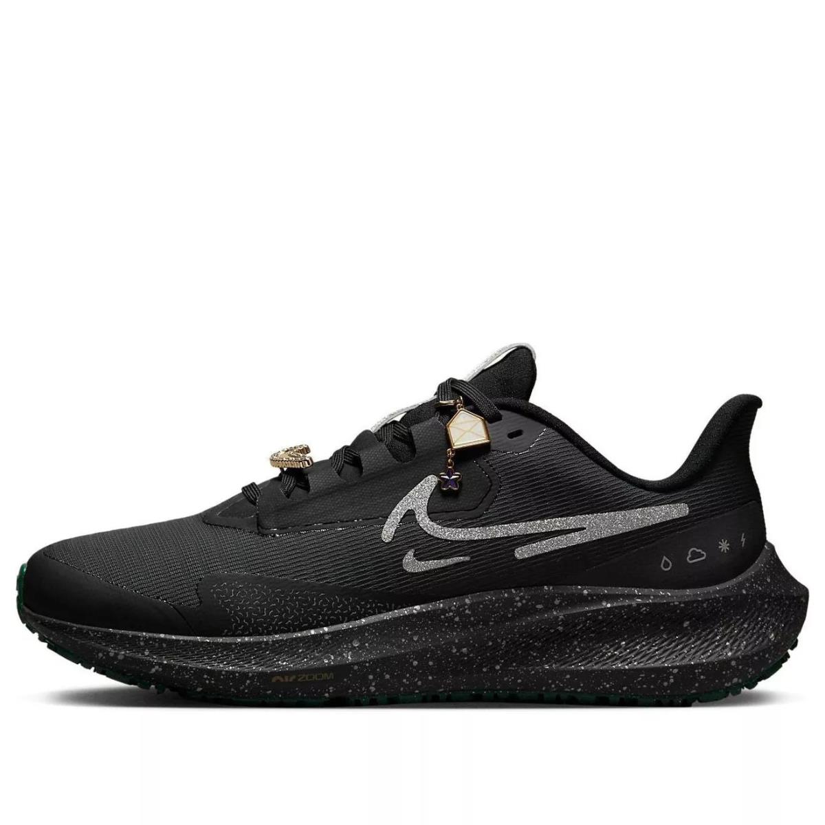 Nike Womens Air Zoom Pegasus Shield Running Shoes Box NO Lid FB1862 001 - BLACK/METALLIC SILVER BLACK