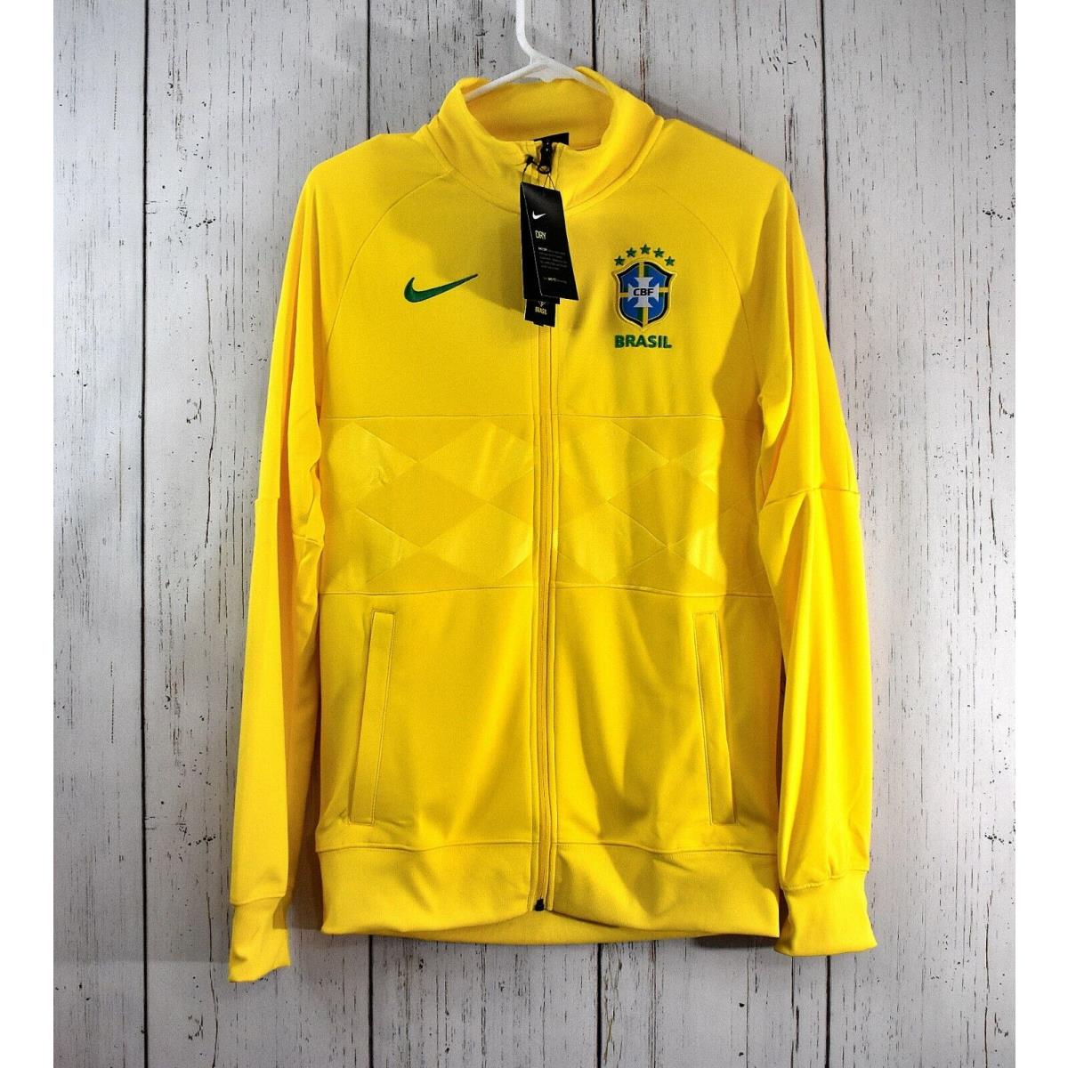 Nike Track Jacket Men`s Small Yellow Brazil 2020 Anthem Soccer CI8363-749