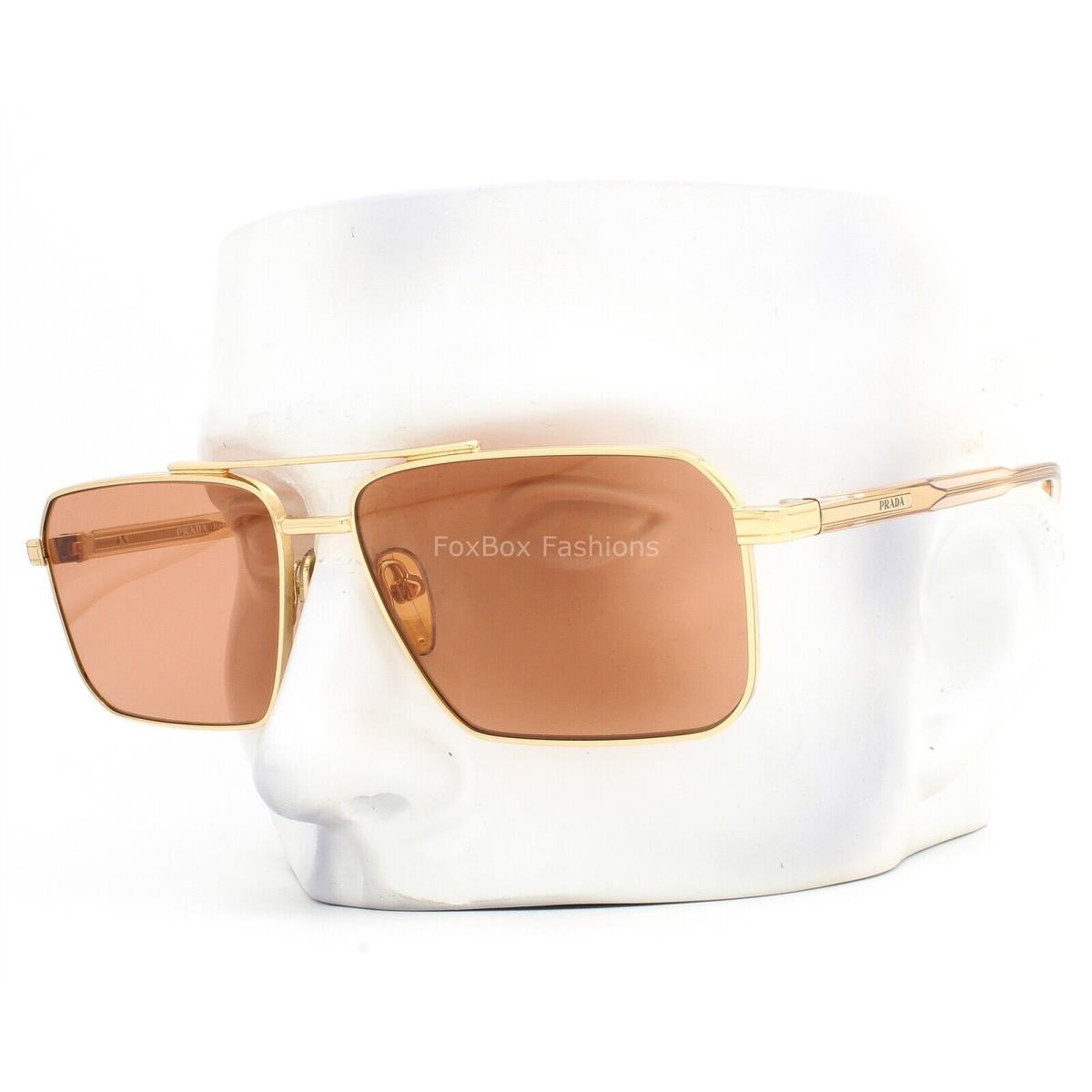 Prada Sunglasses Spr A57 5AK-07V Polished Gold Metal Orange Tinted Lens W/case