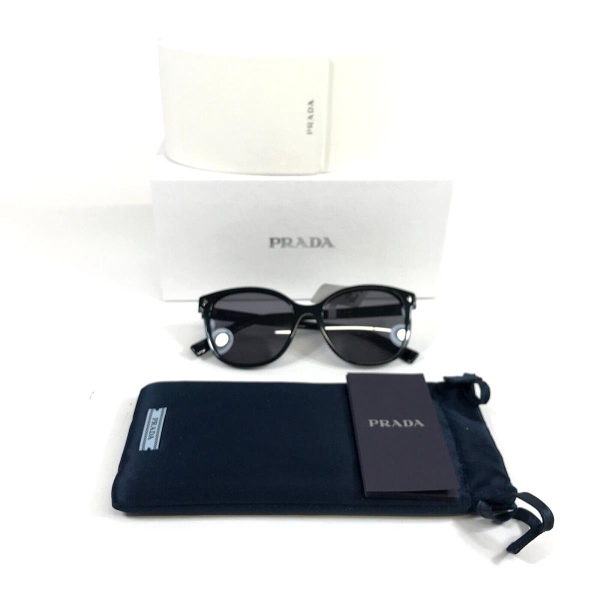 Prada Sunglasses SPR22Z 1AB-5Z1 Black Cat Eye Frames with Gray Polarized Lenses