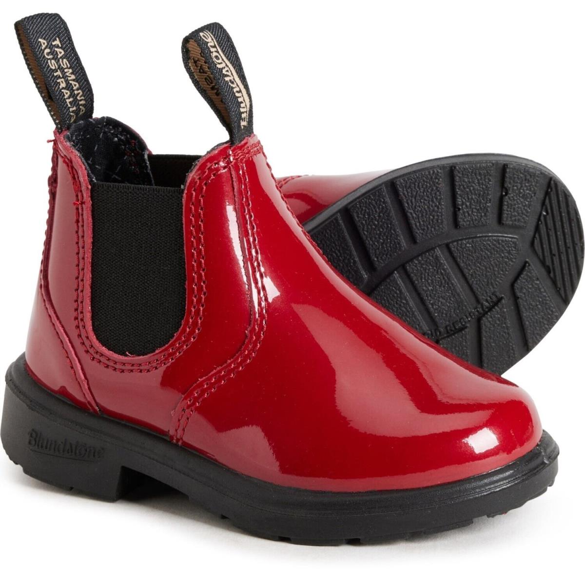 Blundstone 2253 Chelsea Boots - Patent Leather Red Kids Girls Size UK 3/US 6