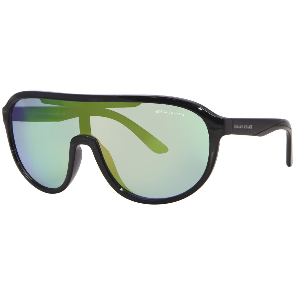 Armani Exchange AX4099S 815831 Sunglasses Men`s Shiny Black/mirror Green 129mm