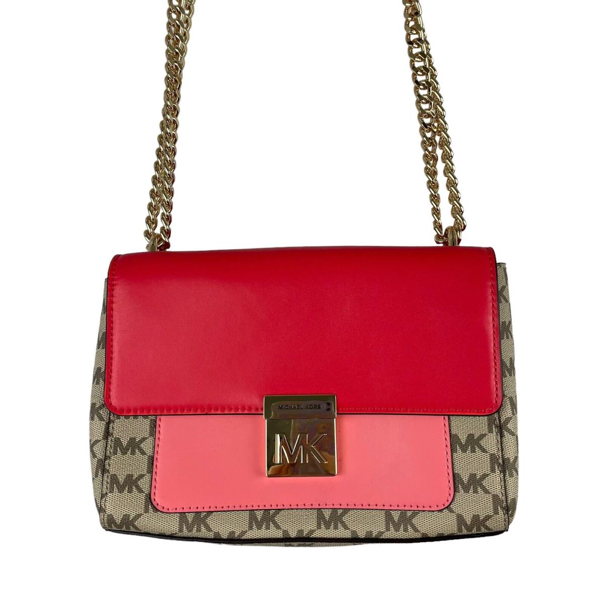 Michael Kors Signature Colorblock Shoulder Bag Pink Chain Strap