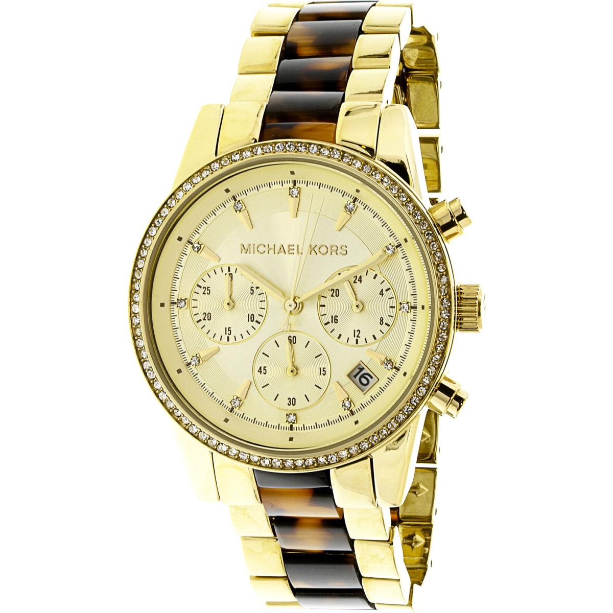 Michael Kors Women`s Ritz MK6322 Gold Stainless-steel Quartz Fashion Watch - Gold, Quartz